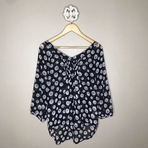 LC Lauren Conrad Tops - Lauren Conrad Floral Sheer Blouse